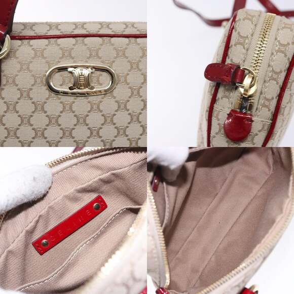 CELINE Macadam Canvas Shoulder Bag Beige Gold - Picture 11 of 12